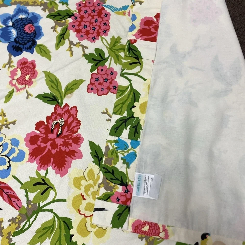 (1) Waverly Celeste Spring Birds Curtain Panel 50